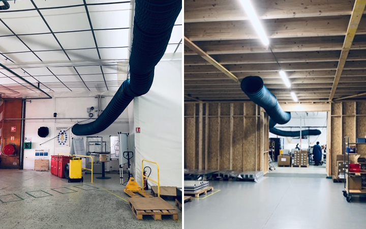 Location de chauffage pour un atelier de production